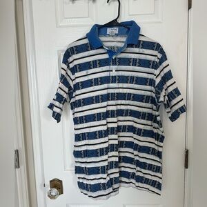 Par Four Blue and White Striped Polo Shirt